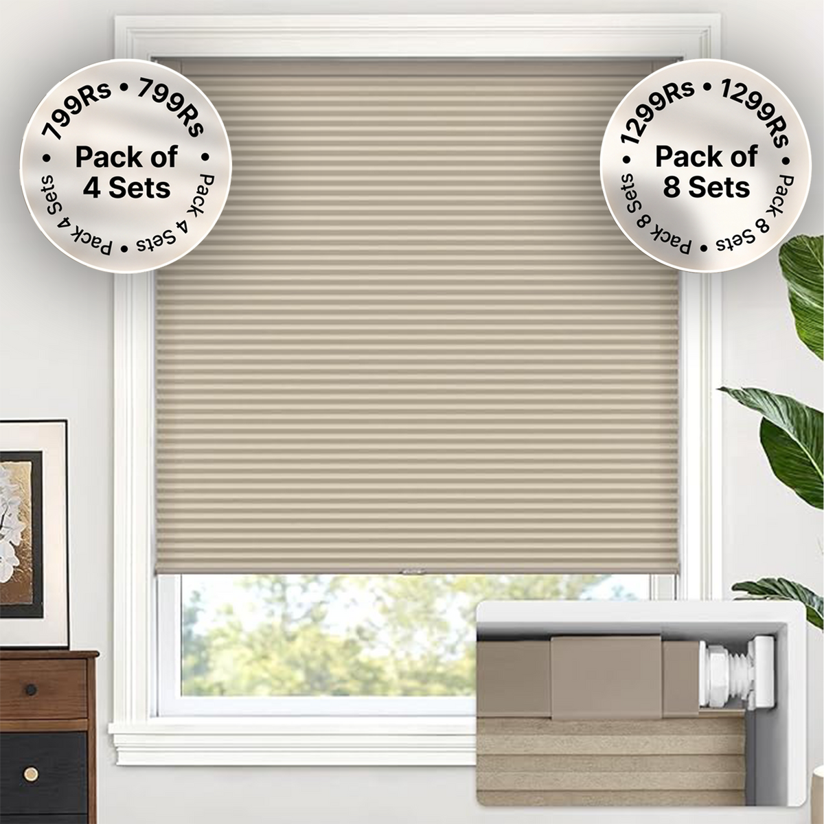 LazBlinds No Drill Cordless Cellular Shades