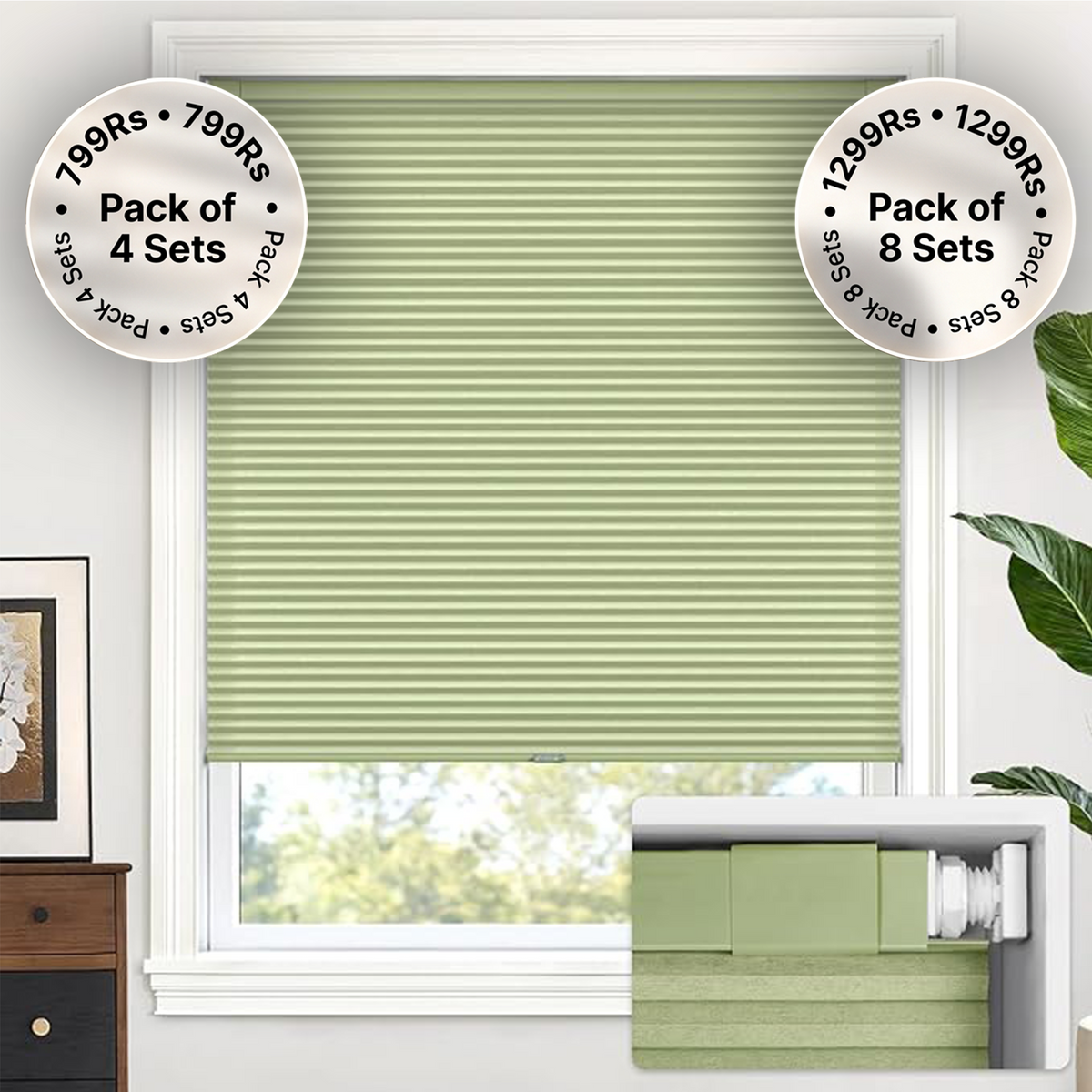 LazBlinds No Drill Cordless Cellular Shades