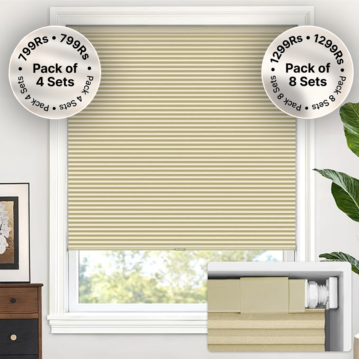 LazBlinds No Drill Cordless Cellular Shades