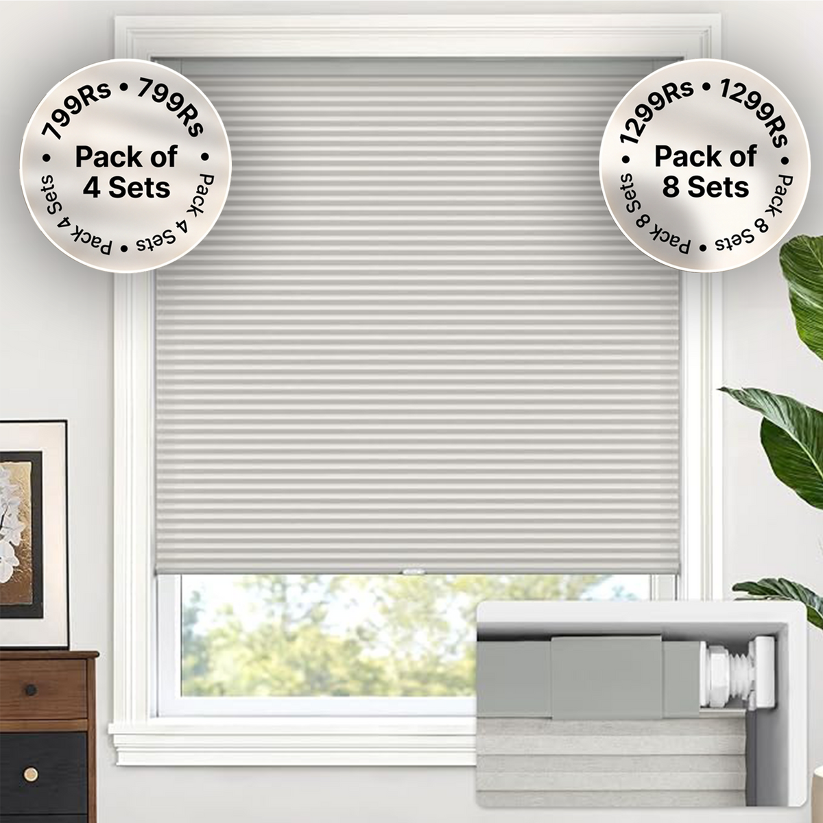 LazBlinds No Drill Cordless Cellular Shades