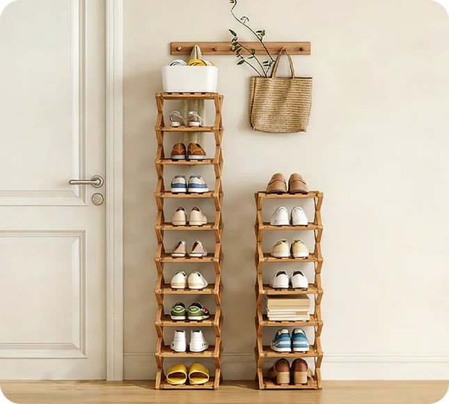 Foldable Shoe Rack | Bamboo Wood