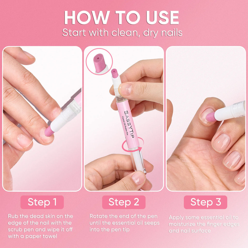Cuticle Pusher & Oil Pen | Nail Care | Moisturize & Brighten Nails