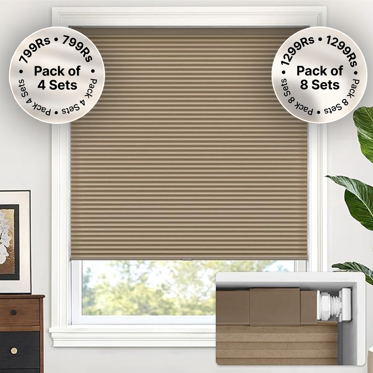 LazBlinds No Drill Cordless Cellular Shades