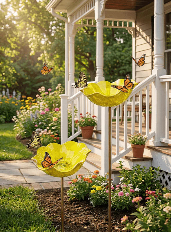 Handmade Metal Bird Feeder Flower - Decorative Garden Planter