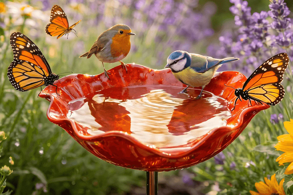 Handmade Metal Bird Feeder Flower - Decorative Garden Planter