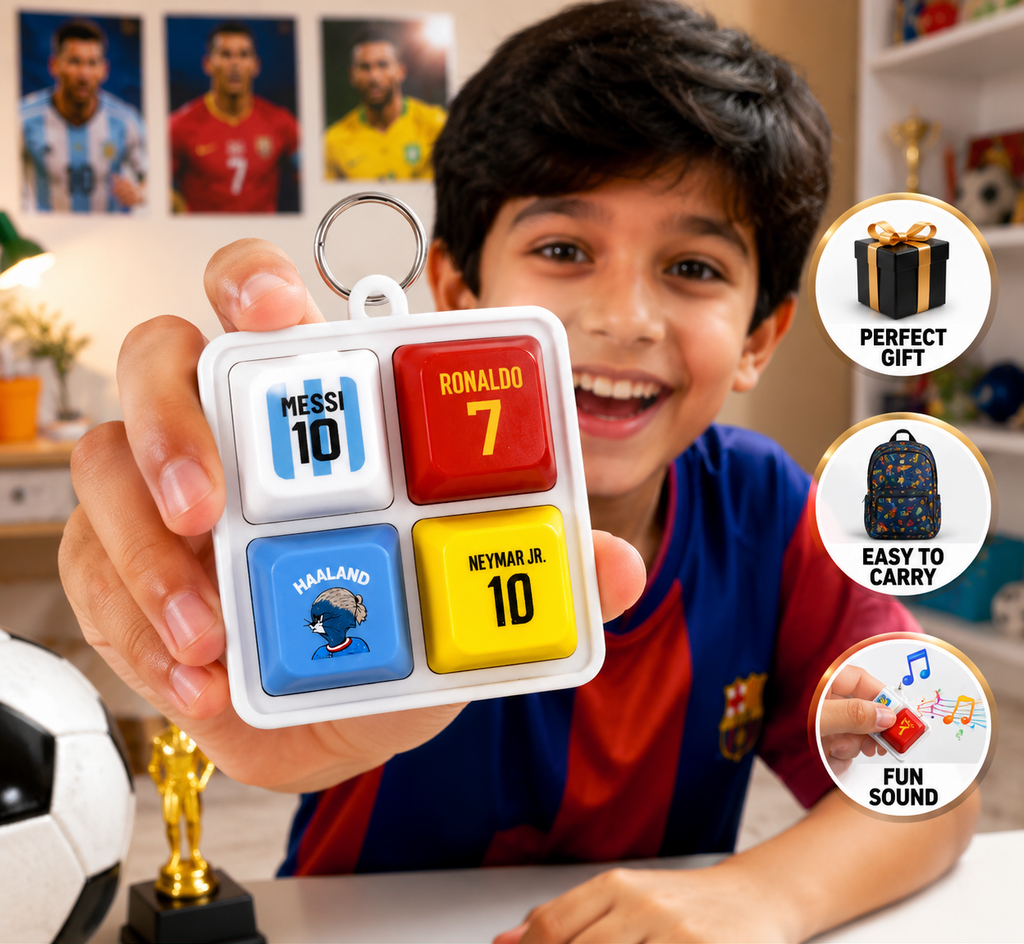 Football Legends Sound Button Keychain – Messi, Ronaldo, Haaland & Neymar