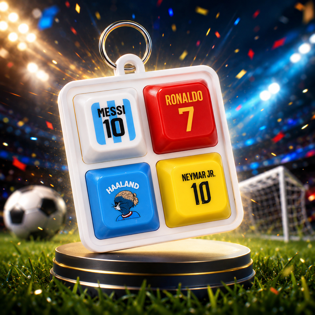 Football Legends Sound Button Keychain – Messi, Ronaldo, Haaland & Neymar