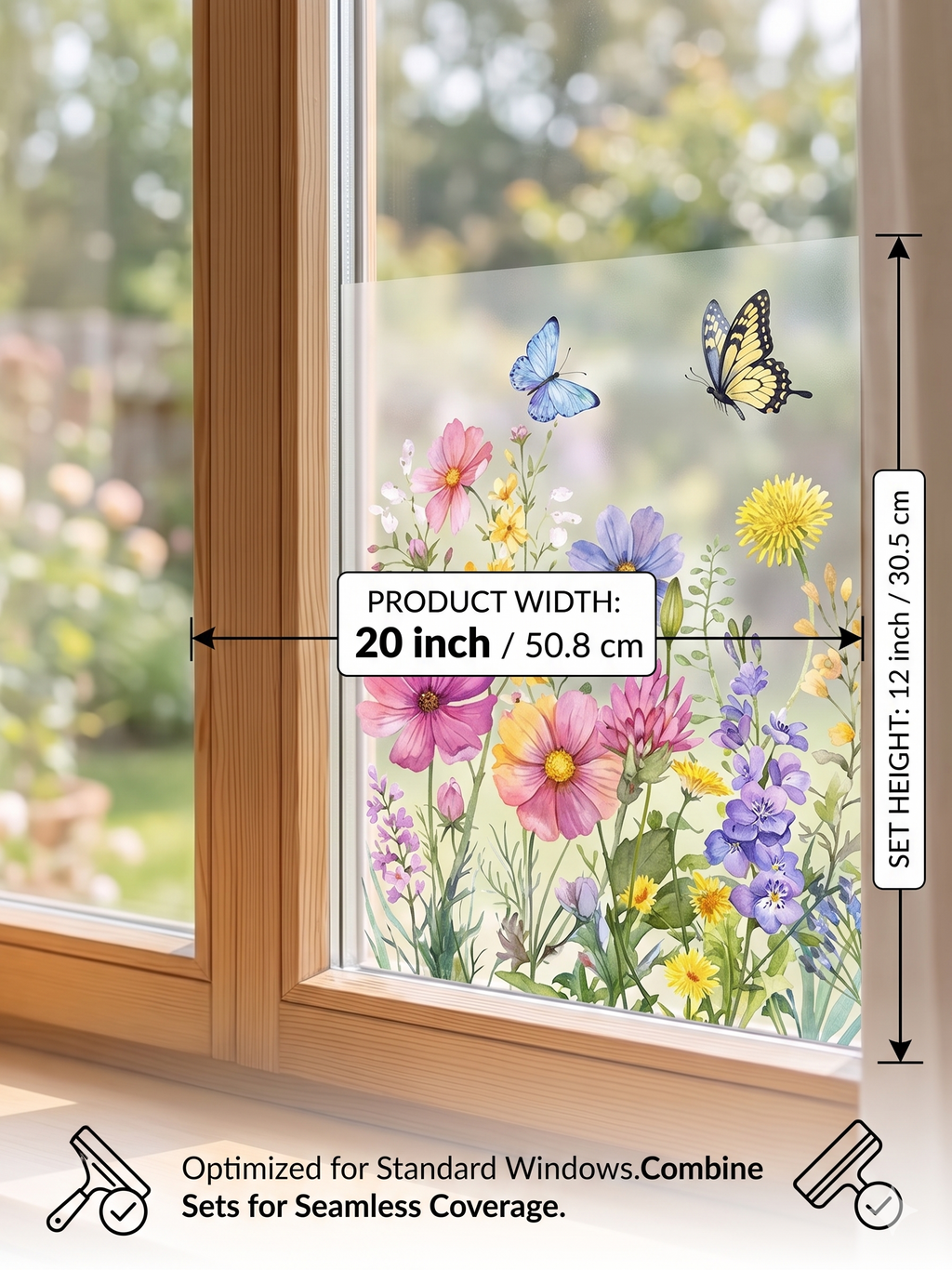 Window Full of Life: Colorful Flower Bouquet Window Sticker | No Glue