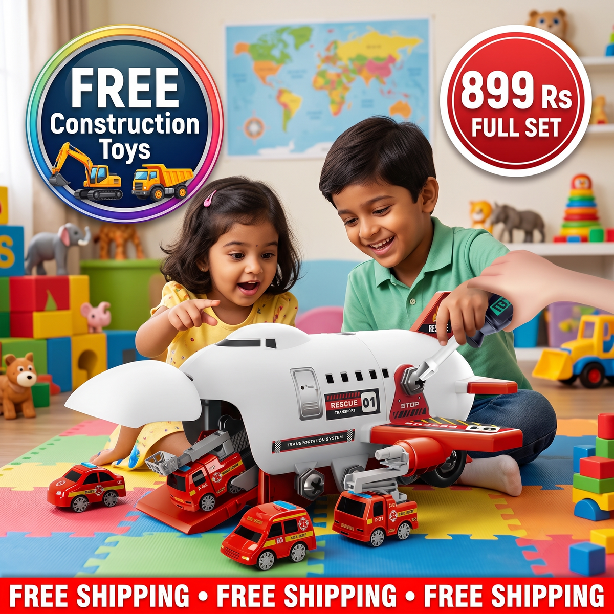 DIY Airplane Transport Truck Playset | WIth FREE Construction Toys