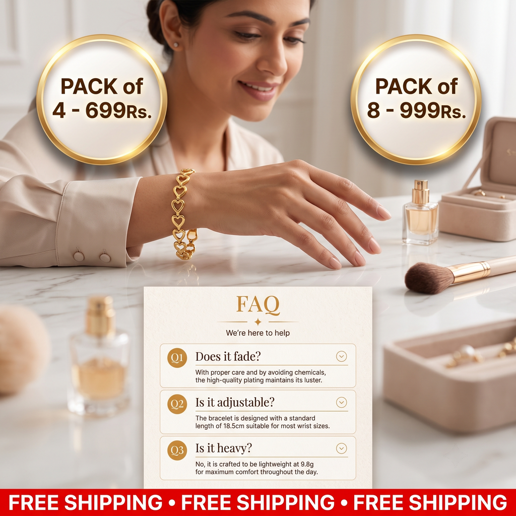 Women's Elegant Heart Link Bracelet | Pack of 4 | Lasts Forever