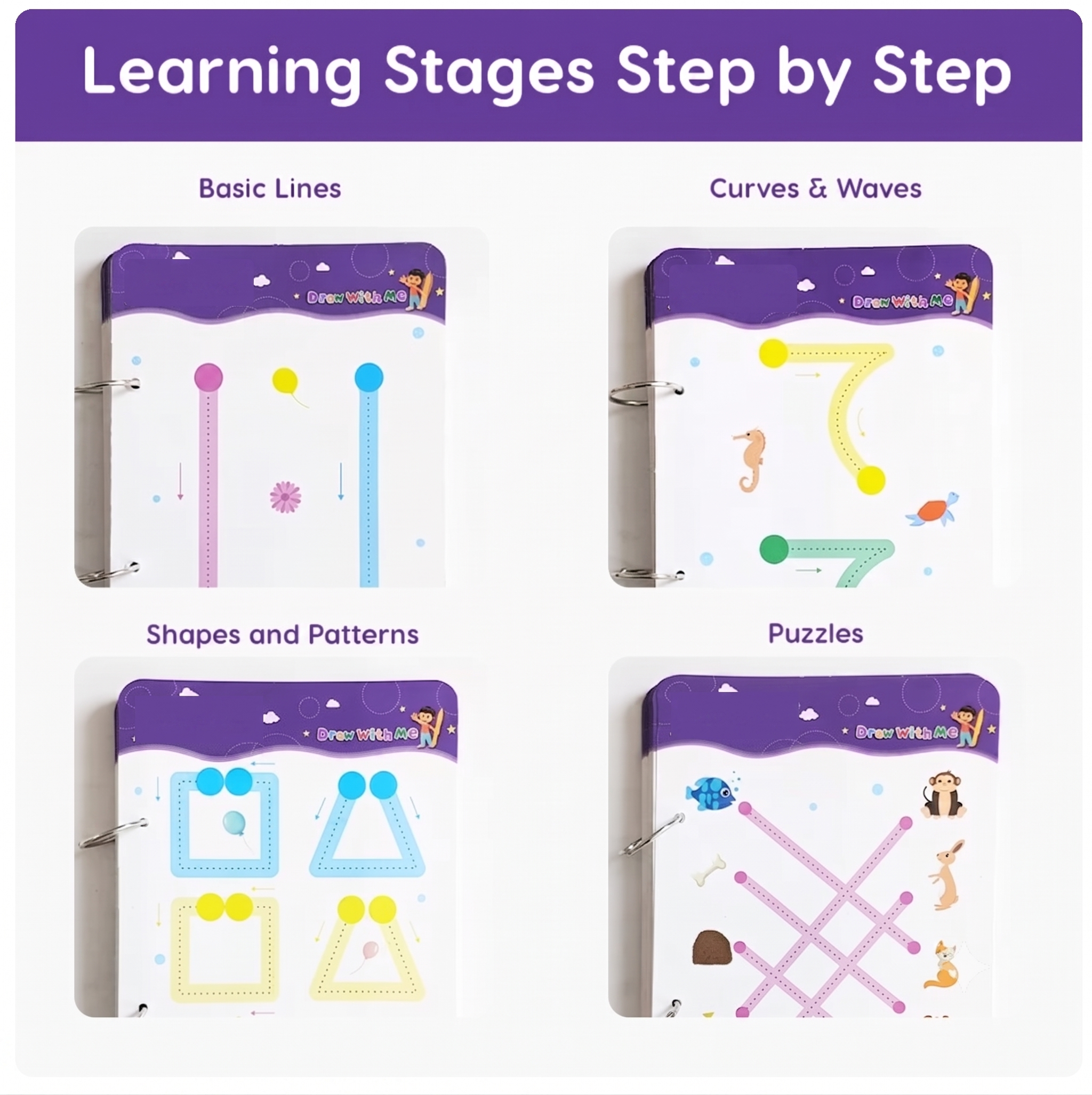 Montessori Reusable Tracing Line book | 68 Pages | FREE Worksheet | FREE Stationery Set