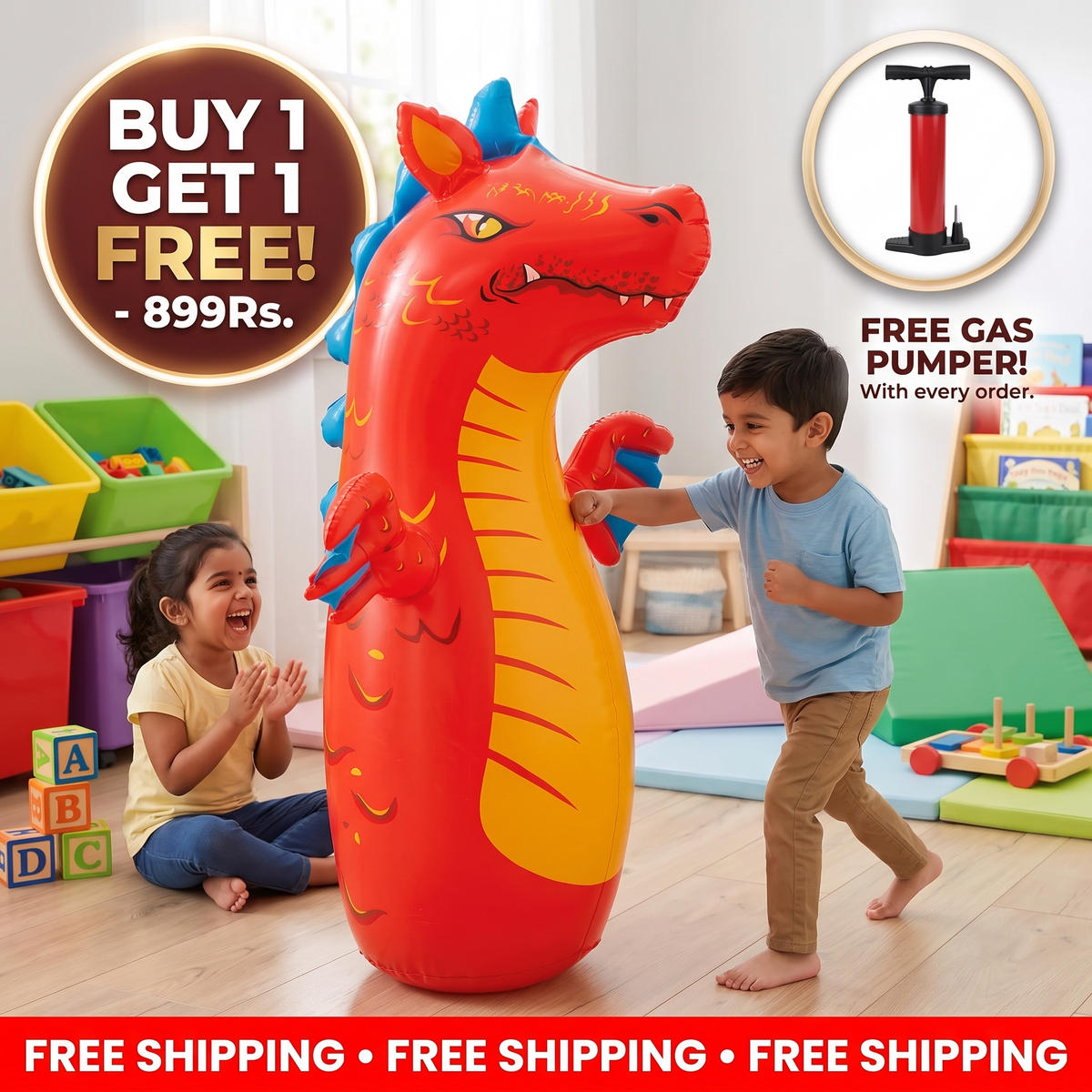 Kids Inflatable Punching Bag – Animal Design with Water-Filled Base | Boosts Physical Activity