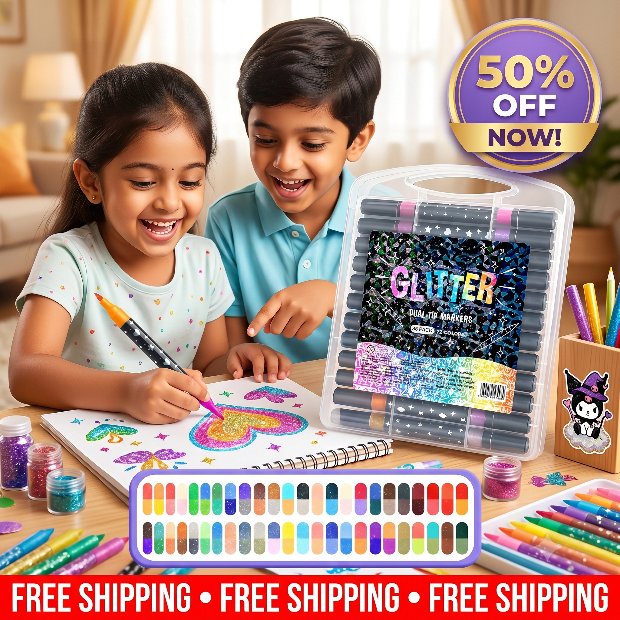 Double-Tip Glitter Marker | 2-in-1 Colors