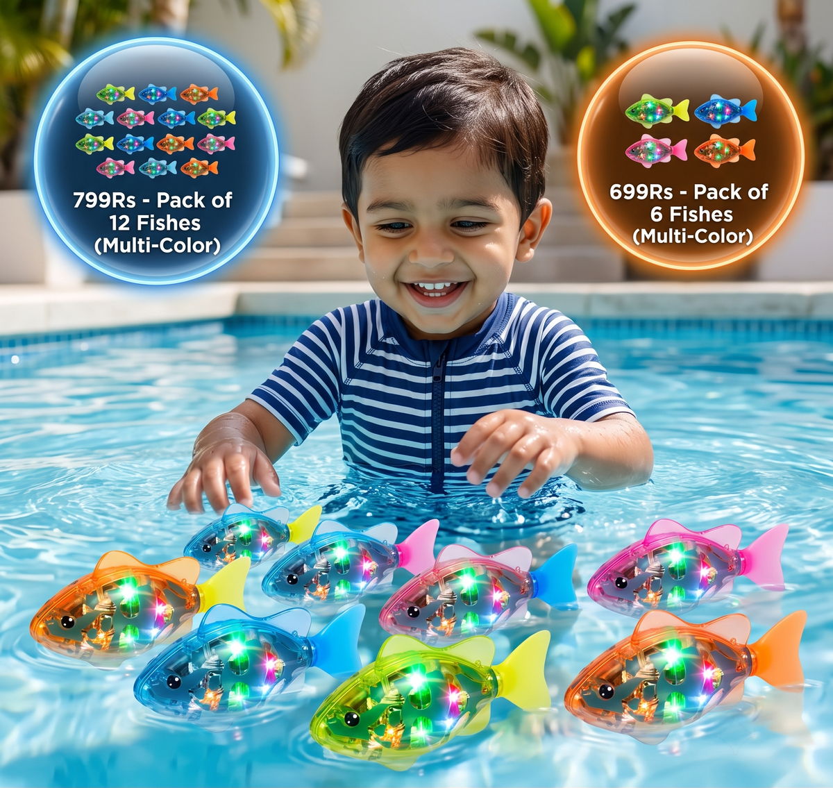 LED Floating Fish Pool Toy Set – Automatically Activated Glowing Fish