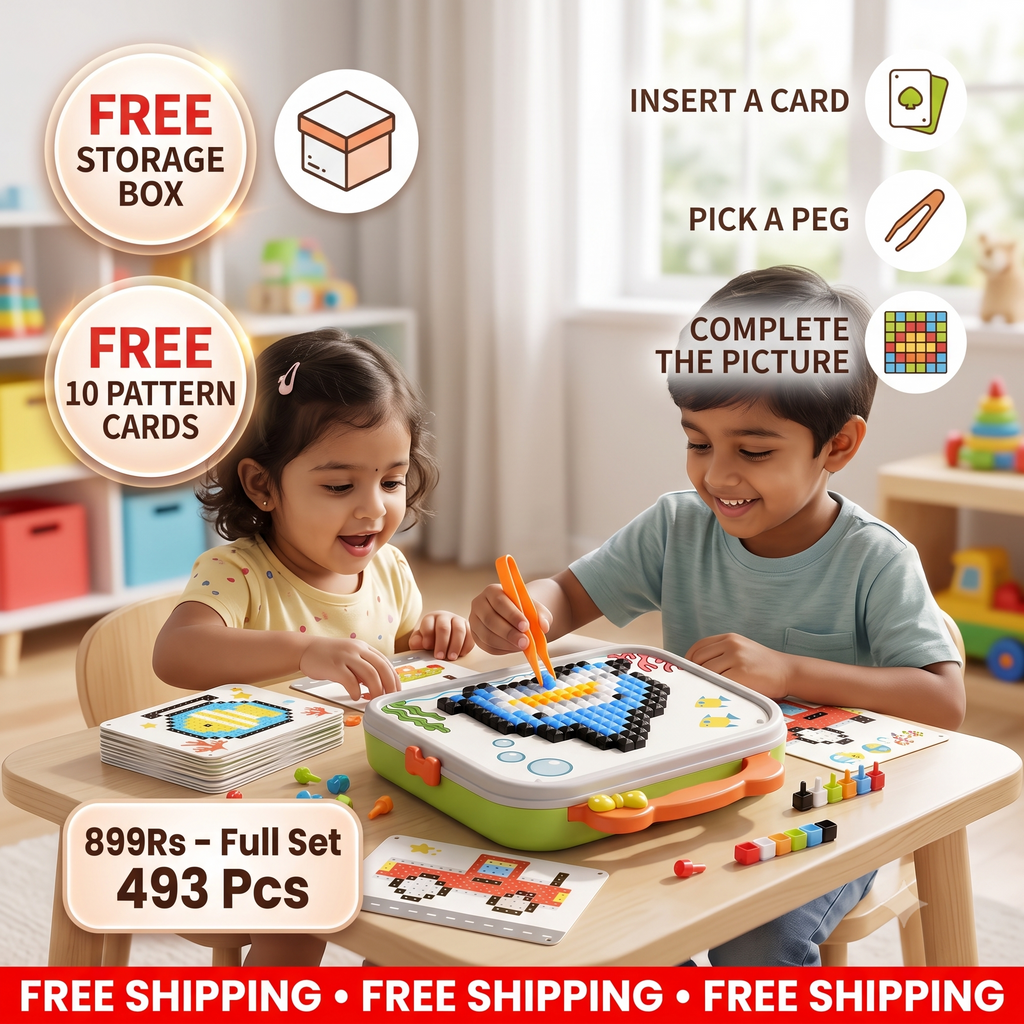 Kids Montessori Mushroom Pegboard Mosaic Puzzle Set | Boosts Creativity & Imagination