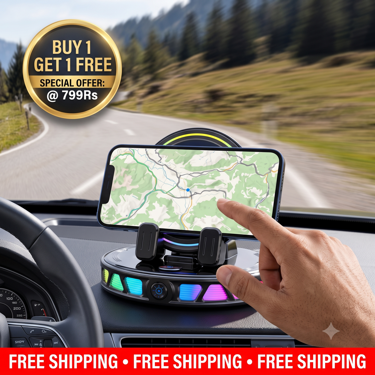 Smart Automatic Car Phone Holder | With RGB Holder