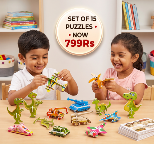 3D Cartoon Puzzle Set For Kids | Set of 4 Puzzle