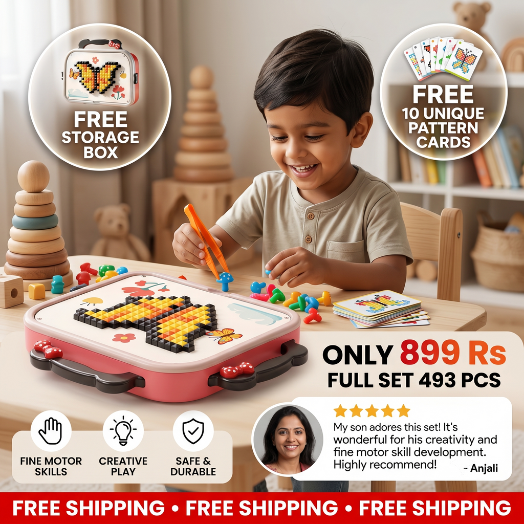 Kids Montessori Mushroom Pegboard Mosaic Puzzle Set | Boosts Creativity & Imagination