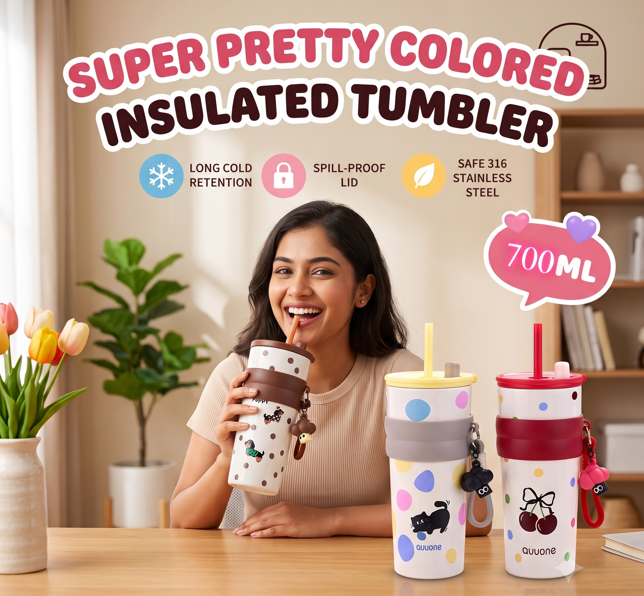 Aesthetic Pintresty Tumbler | With FREE Sipper