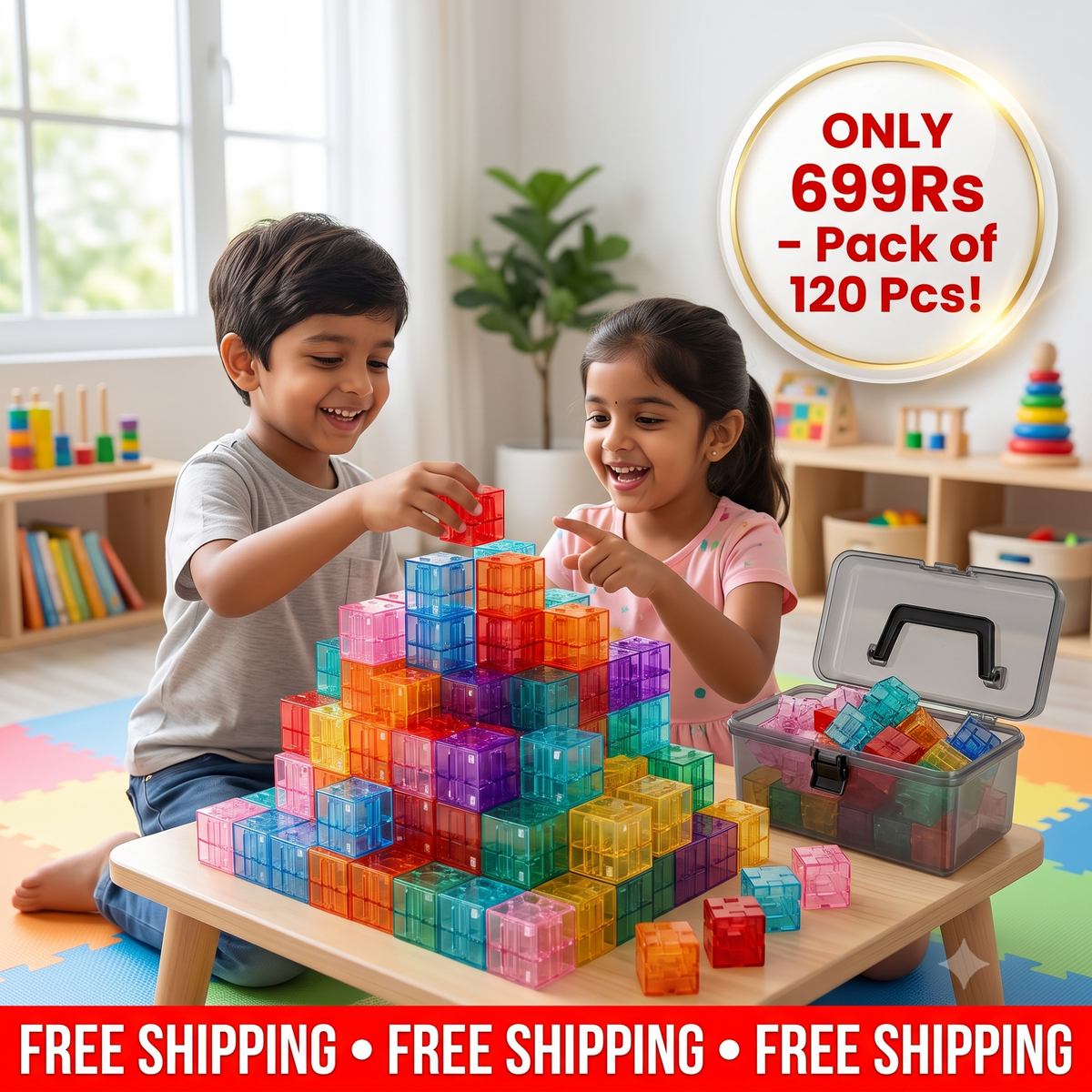 Montessori Cube Building Block Set for Kids | Improve Problem Solving