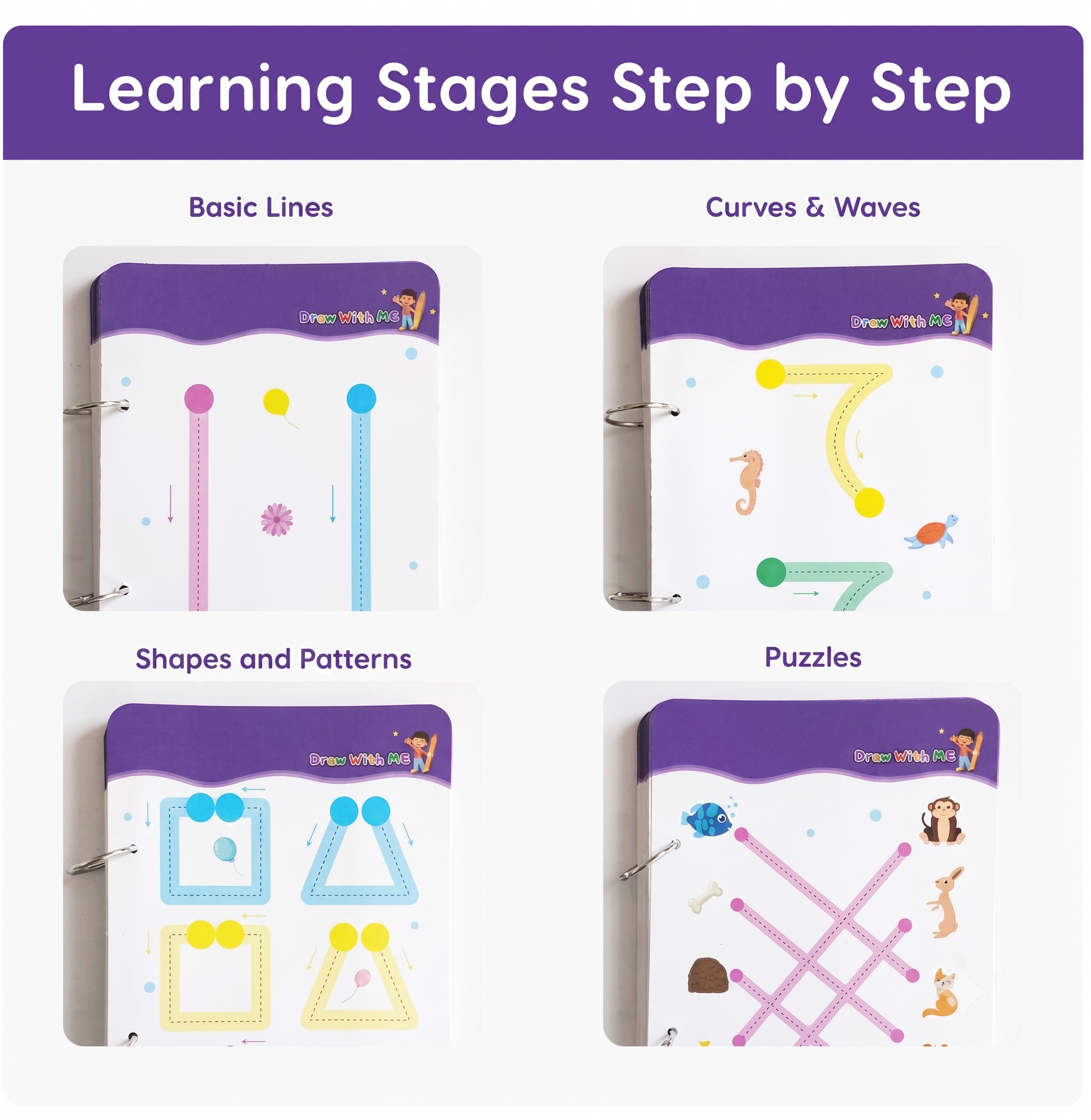 Montessori Reusable Tracing Line book | 68 Pages | FREE Worksheet | FREE Stationery Set