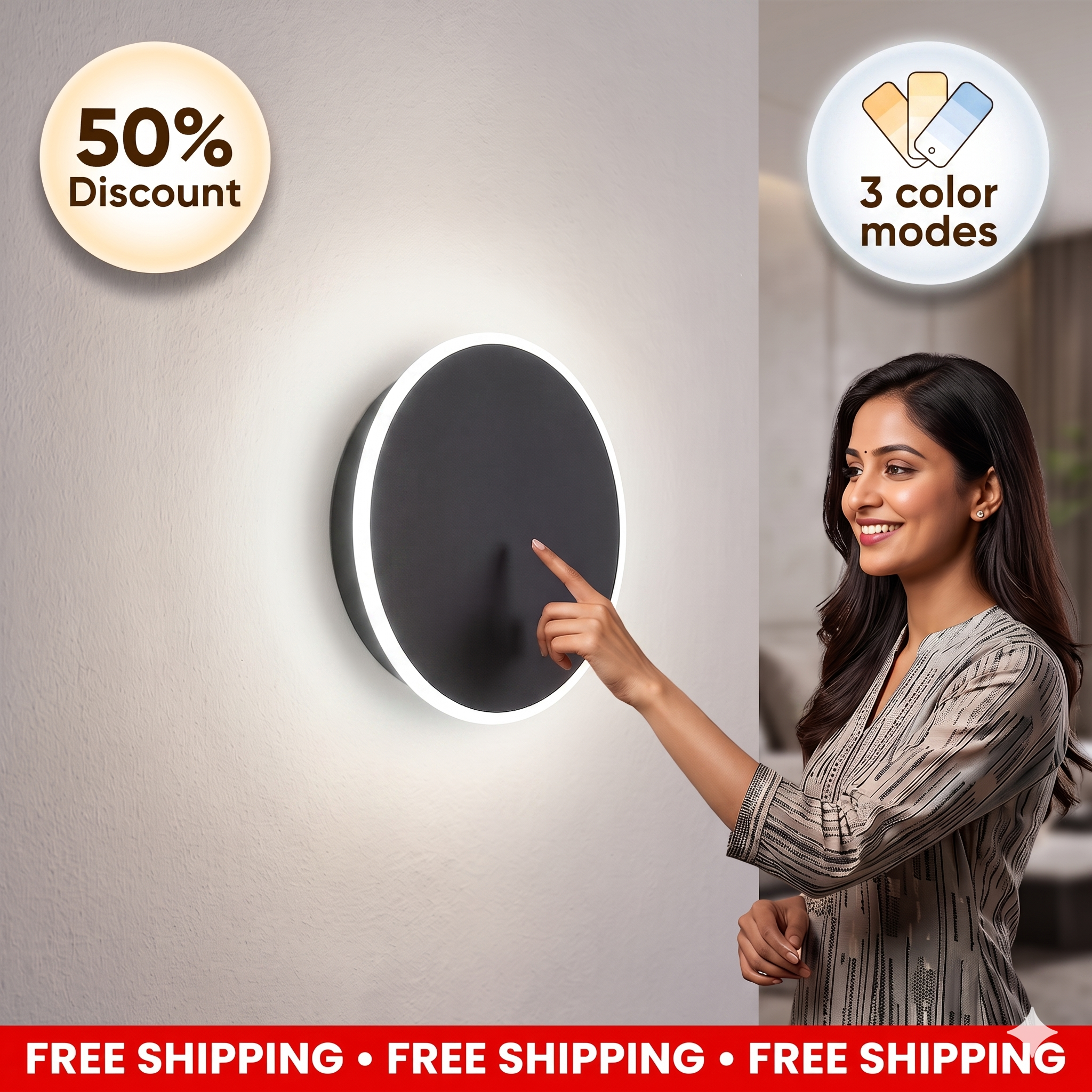 Eclips LED Wall Lamp with Touch Control | Mood Lighting 3 Modes