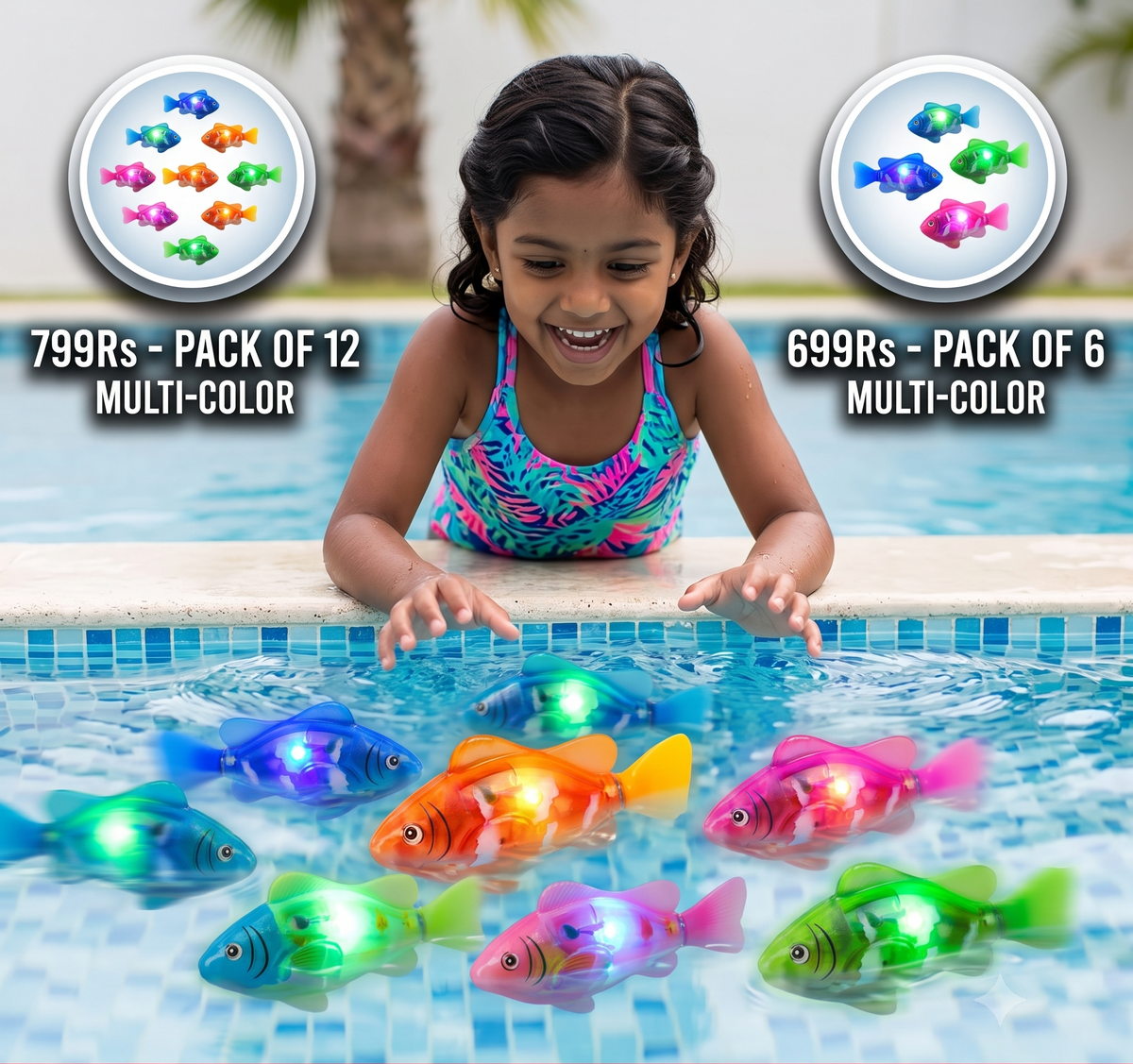 LED Floating Fish Pool Toy Set – Automatically Activated Glowing Fish
