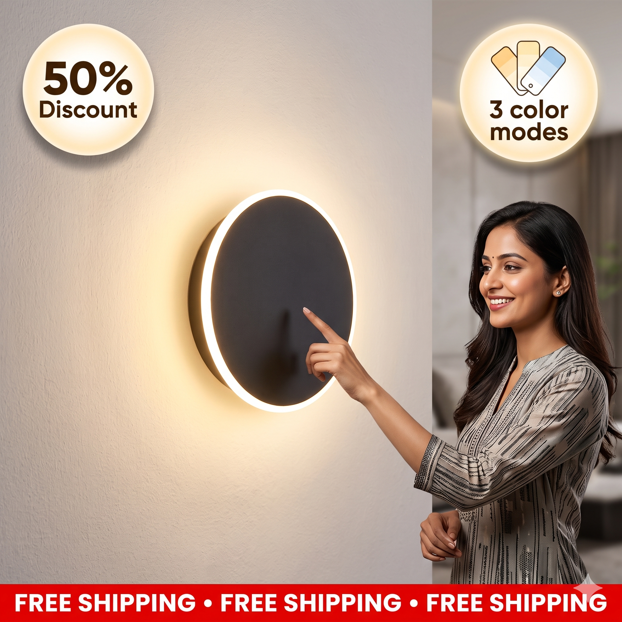 Eclips LED Wall Lamp with Touch Control | Mood Lighting 3 Modes