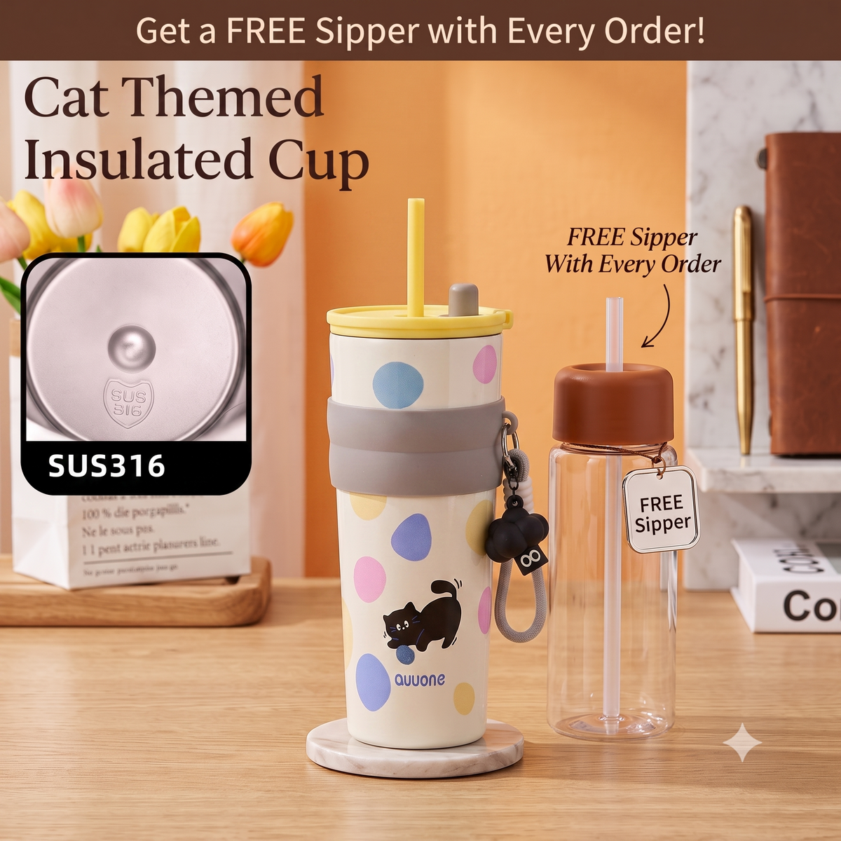 Aesthetic Pintresty Tumbler | With FREE Sipper