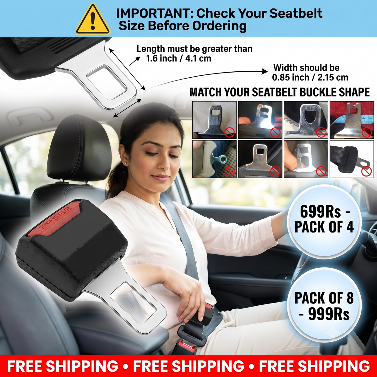 Extension Car Buckle | Pack of 4