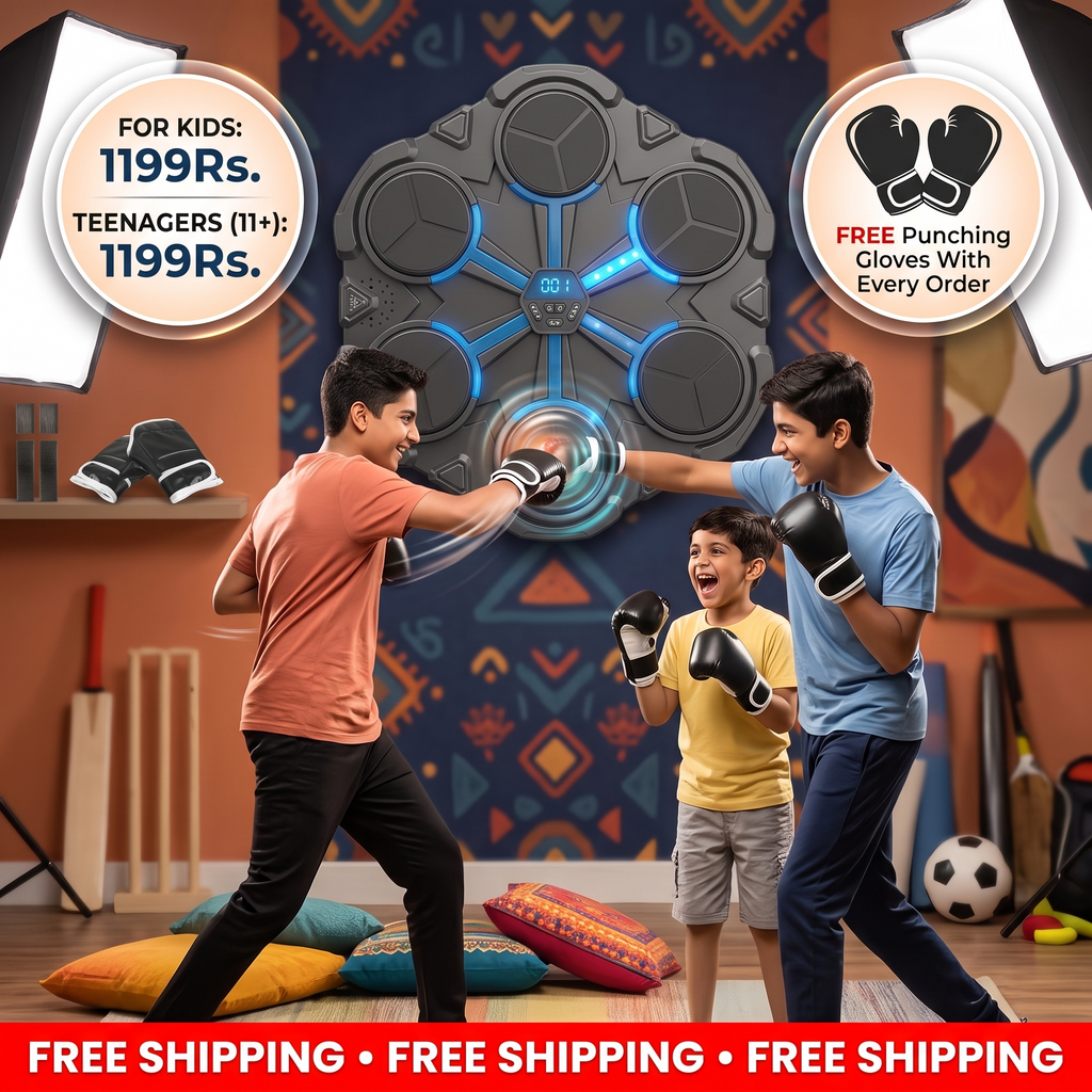 Bluetooth Music Boxing Trainer – Interactive Wall Punching Target with Lights & Sound | FREE Punching Gloves