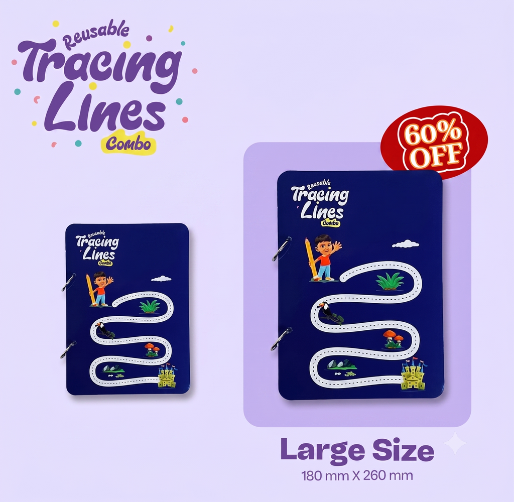 Montessori Reusable Tracing Line book | 68 Pages | FREE Worksheet | FREE Stationery Set