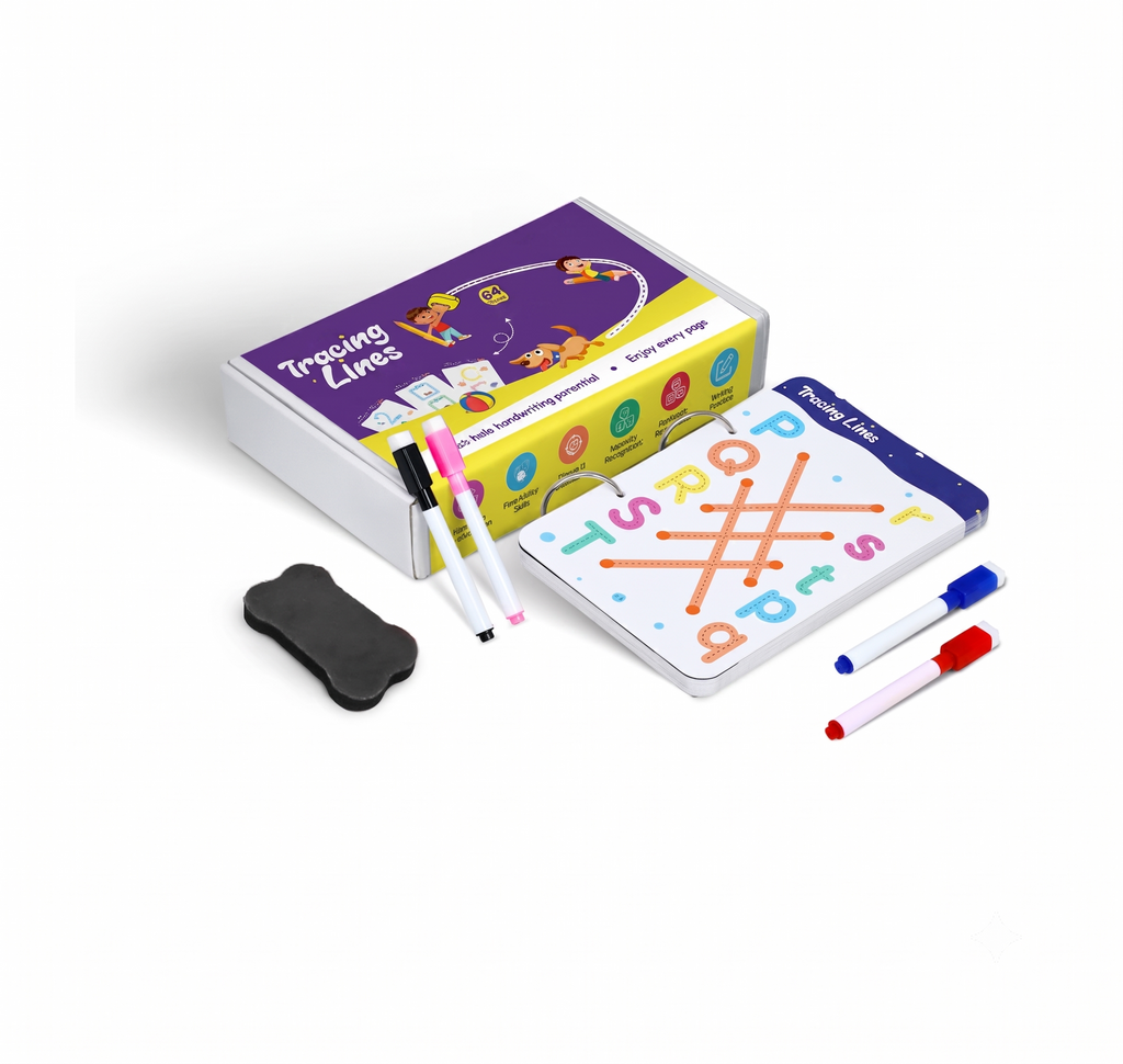 Montessori Reusable Tracing Line book | 68 Pages | FREE Worksheet | FREE Stationery Set