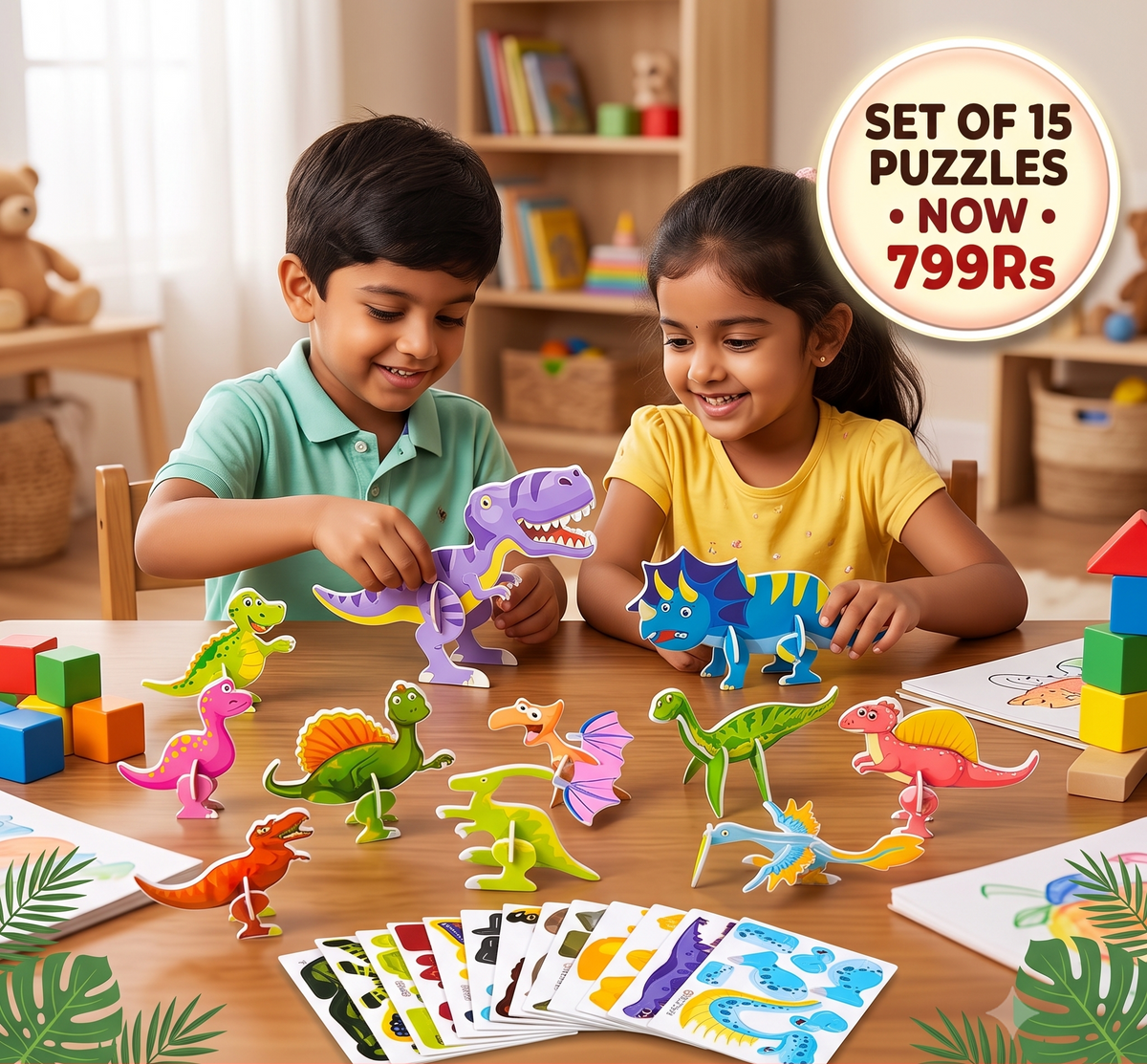 3D Cartoon Puzzle Set For Kids | Set of 4 Puzzle