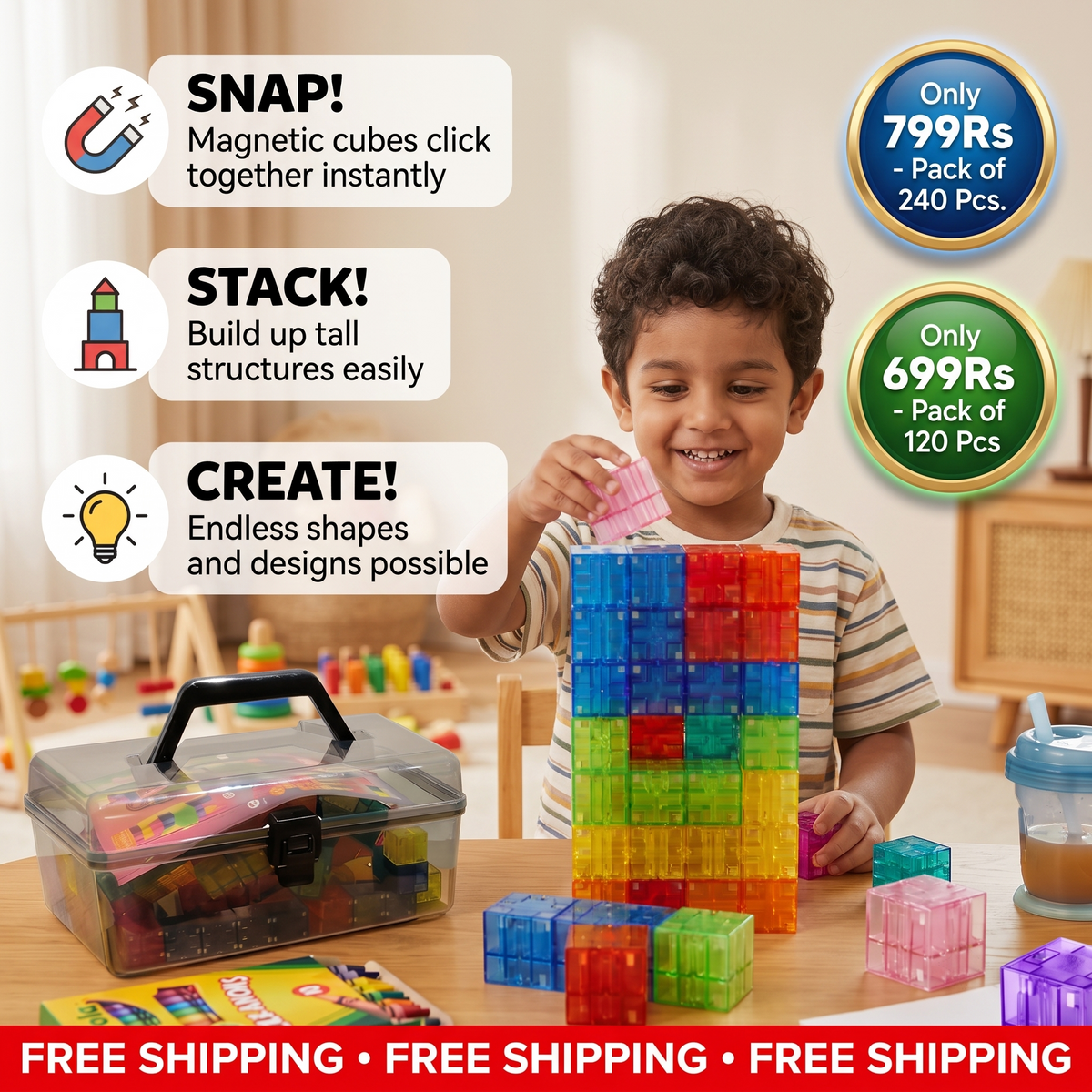 Montessori Cube Building Block Set for Kids | Improve Problem Solving