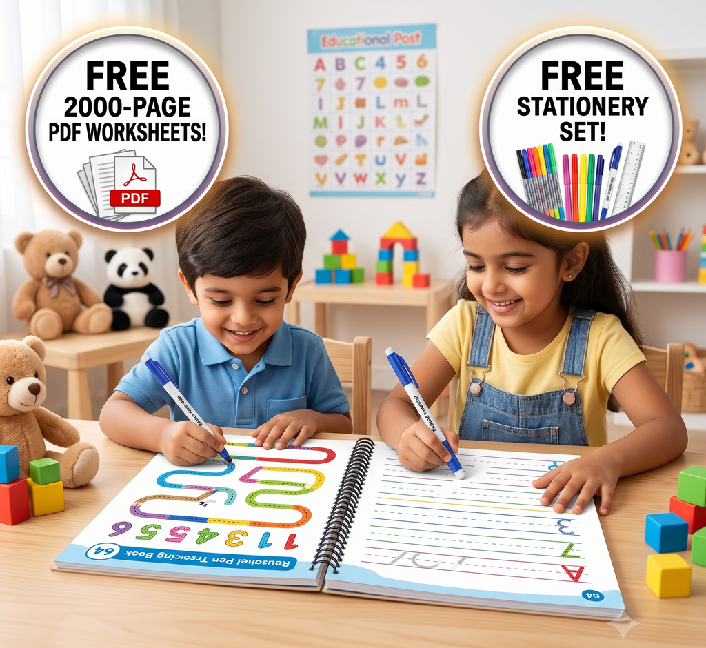 Montessori Reusable Tracing Line book | 68 Pages | FREE Worksheet | FREE Stationery Set