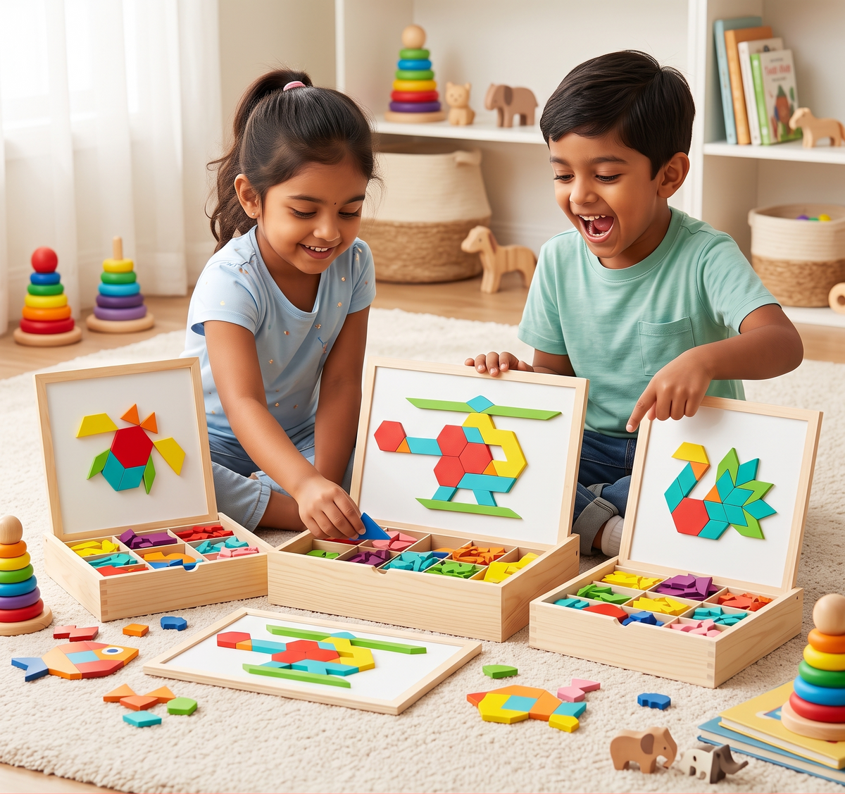 Magical Wooden Puzzle Set | 220 Block Set | Boost Creativity