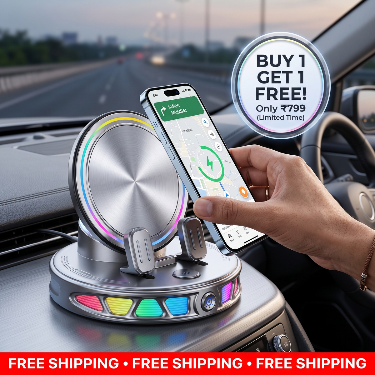Smart Automatic Car Phone Holder | With RGB Holder