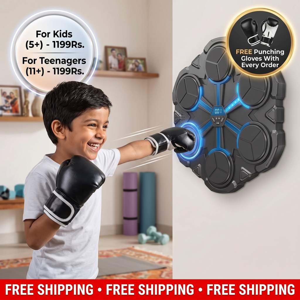 Bluetooth Music Boxing Trainer – Interactive Wall Punching Target with Lights & Sound | FREE Punching Gloves