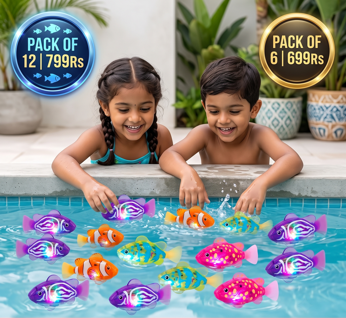 LED Floating Fish Pool Toy Set – Automatically Activated Glowing Fish