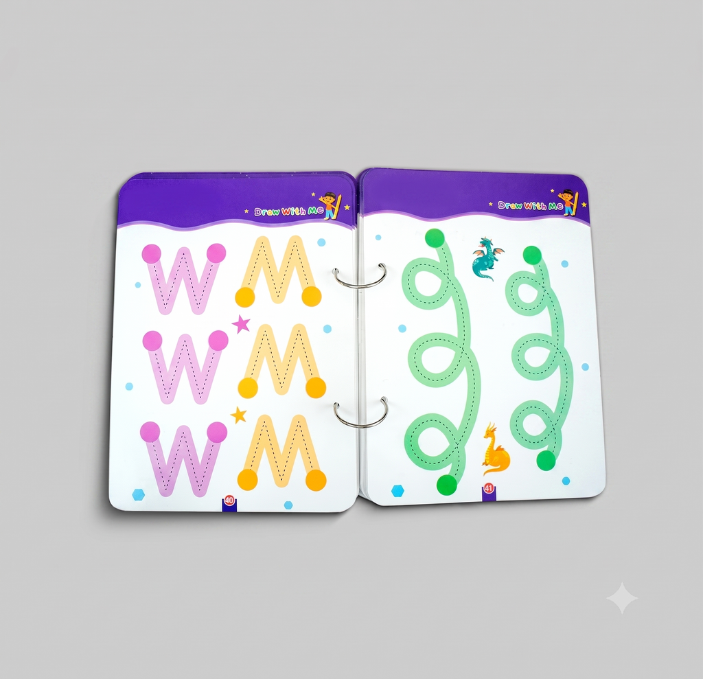 Montessori Reusable Tracing Line book | 68 Pages | FREE Worksheet | FREE Stationery Set