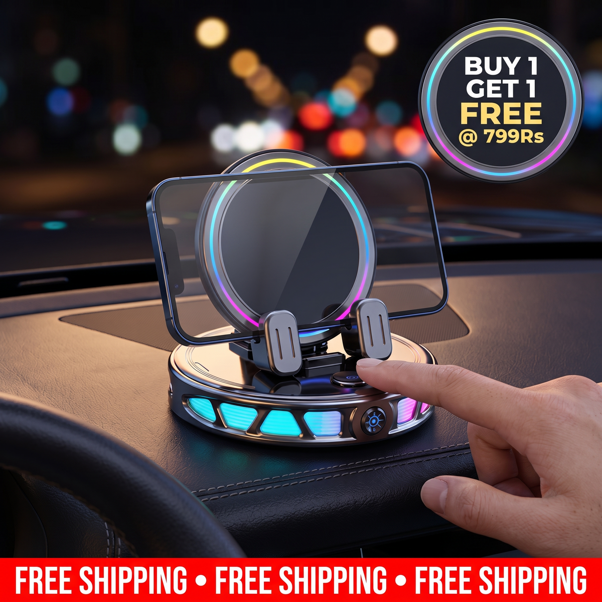 Smart Automatic Car Phone Holder | With RGB Holder