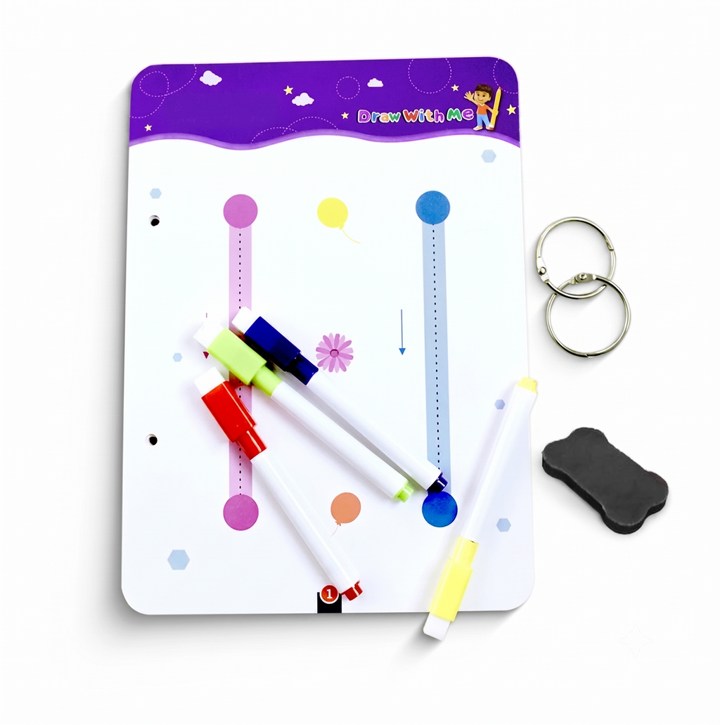 Montessori Reusable Tracing Line book | 68 Pages | FREE Worksheet | FREE Stationery Set