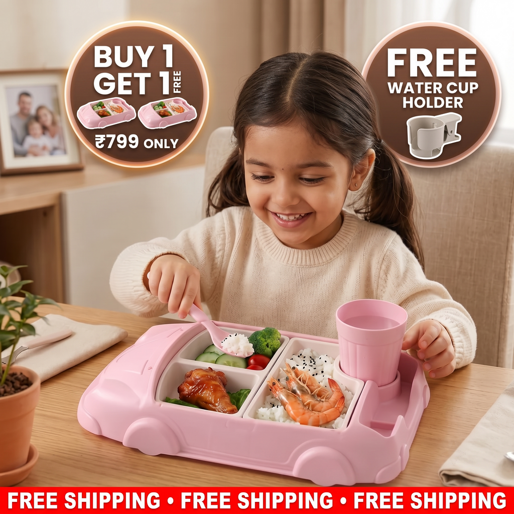 Kids Dinnerware Set in Car Design | Buy 1 Get 1 FREE | 100% Kid Safe Material