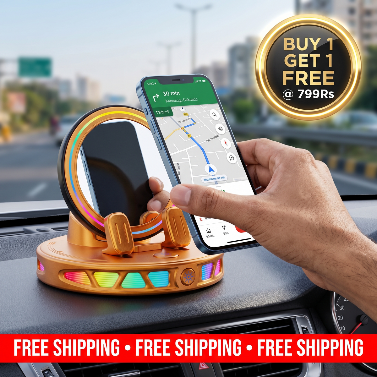 Smart Automatic Car Phone Holder | With RGB Holder