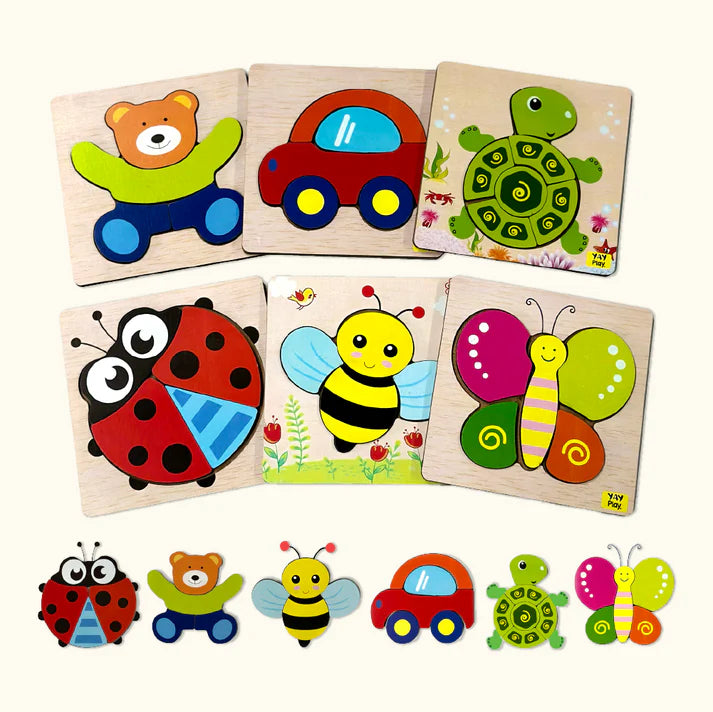 Montessori Animal Puzzle Pack | Set of 12 | Boost Motor Skills