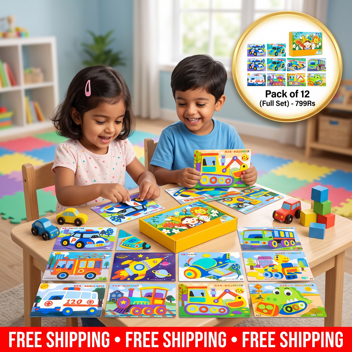 DIY 3D Craft Sticker Set for Kids | Pack of 12