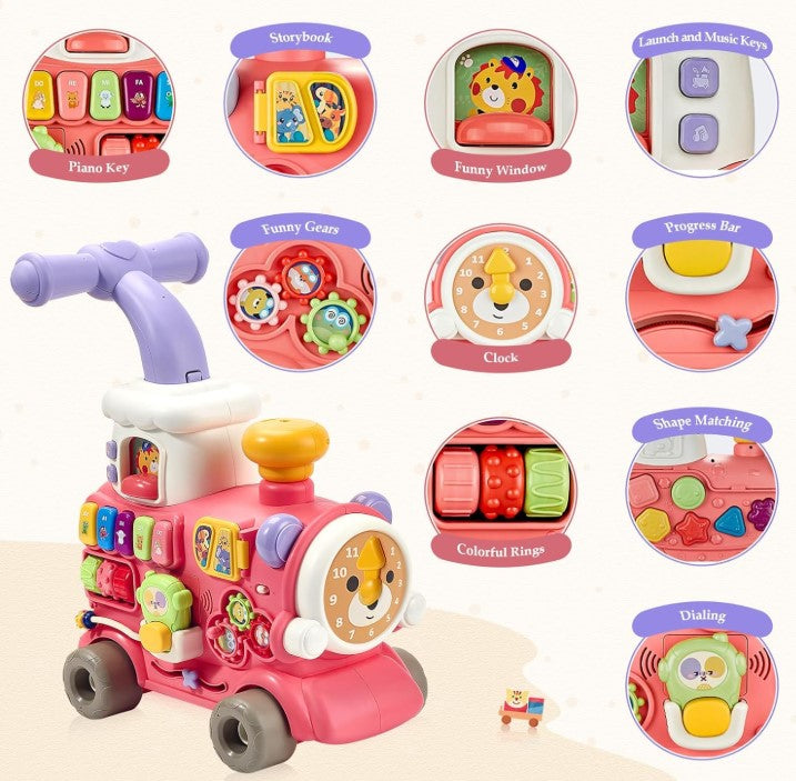 5-in-1 Multi-Functional Baby Walker Train Steam Train Toy