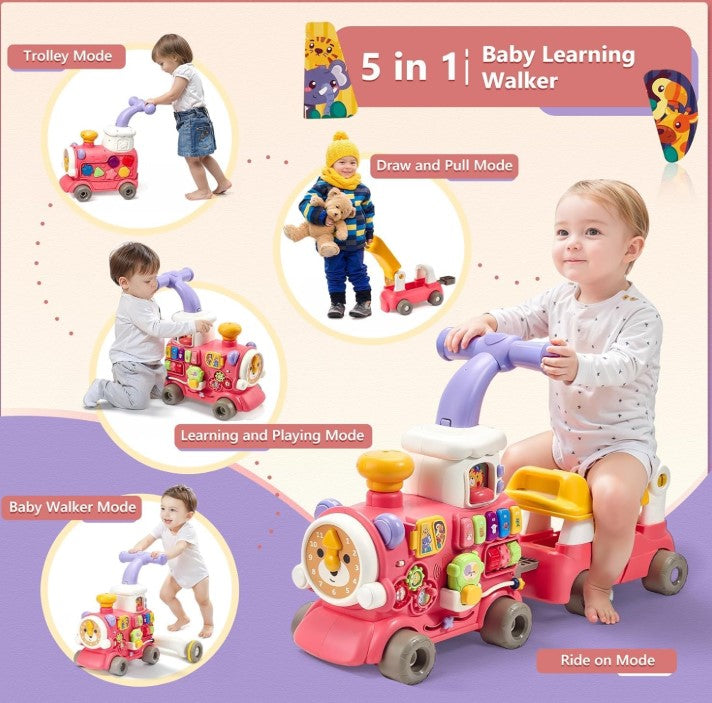 5-in-1 Multi-Functional Baby Walker Train Steam Train Toy