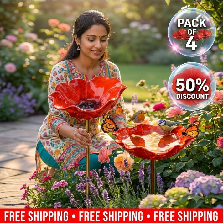 Handmade Metal Bird Feeder Flower - Decorative Garden Planter
